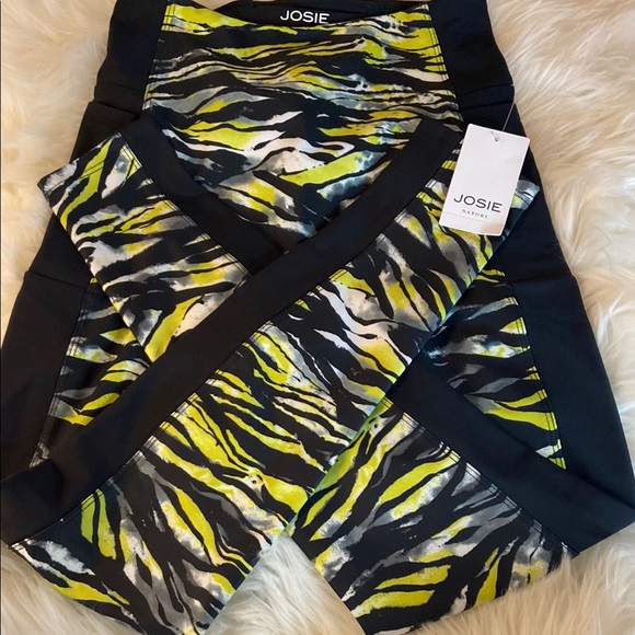 Natori Pants - Josie Natori Black and Yellow Leggings